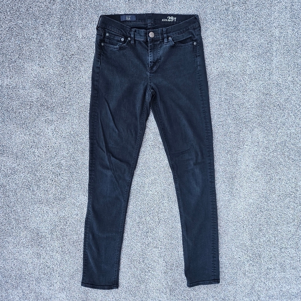 J.Crew Reid Black Jeans Stretch Skinny Straight Leg Pants Women's Size 29 Tall
